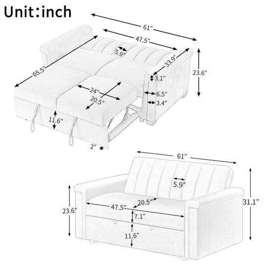 Convertible Soft Cushion Sofa Pull Bed ,for Two People to Sit On - LaTezza Online Shop