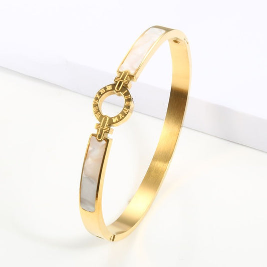 White Shell Roman Numeral Bangles & Bracelet - LaTezza Online Shop