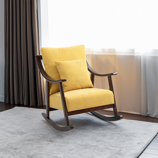 Mid Century Modern Accent Chairs Comfy Upholstered Glider Arm Chair with Solid Wood for Living Room Bedroom Balcony - LaTezza Online Shop