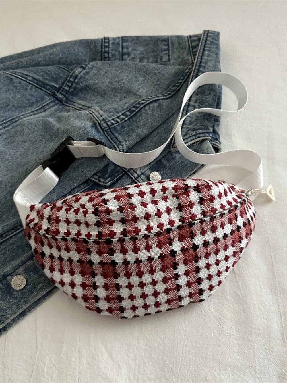 Strap Crossbody Bag Plaid Wide - LaTezza Online Shop