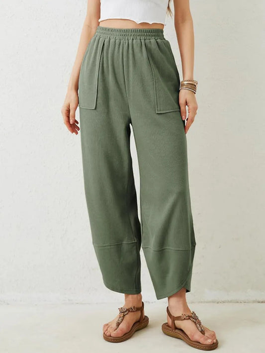 Elastic Waist Wide Leg Pants - LaTezza Online Shop