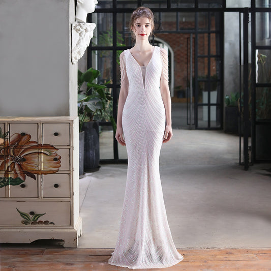 New sequin fishtail long dress performance event banquet car model etiquette evening dress - LaTezza Online Shop