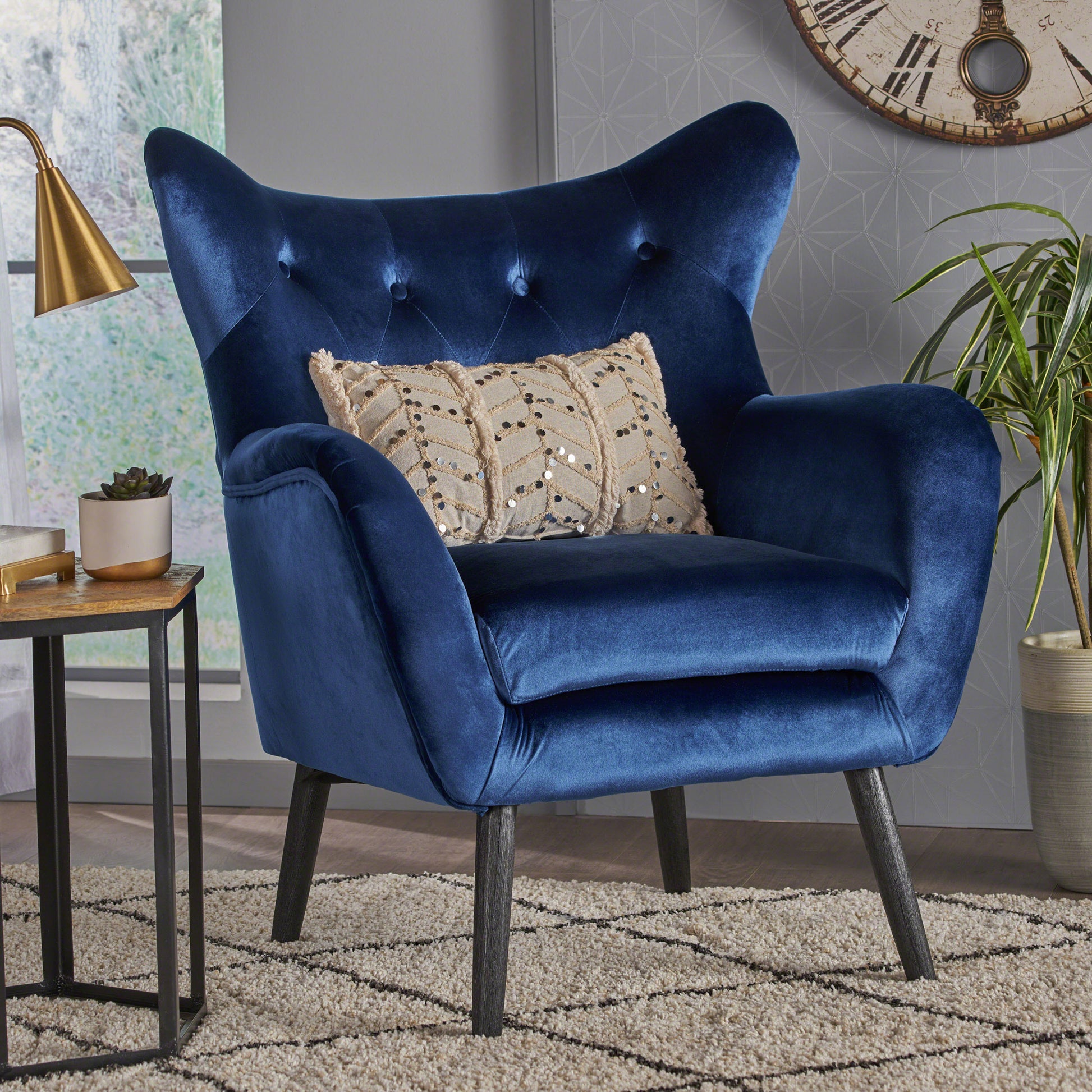 Navy Blue Armchair for Living Room, Velvet Upholstered - LaTezza Online Shop