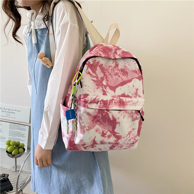 Student Schoolbag Women's Bag New Trendy Fashion Casual Backpack Western Style Simple Oil Painting Bag Travel Small Backpack - LaTezza Online Shop