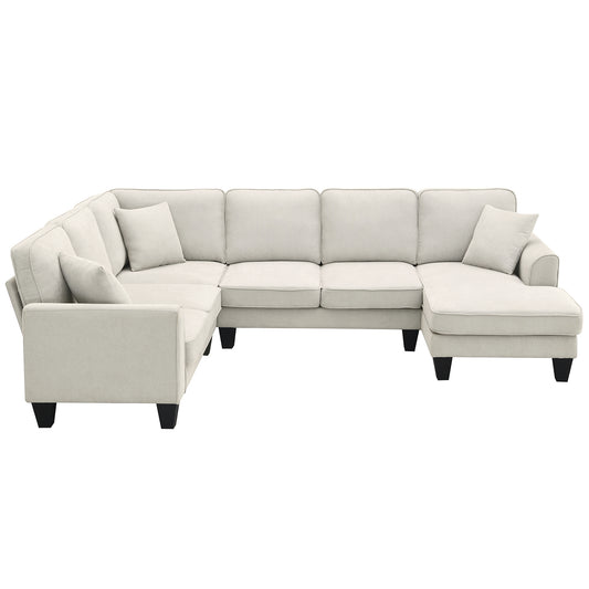 Modern U Shape Sectional Sofa Set 7 Seat Fabric - LaTezza Online Shop