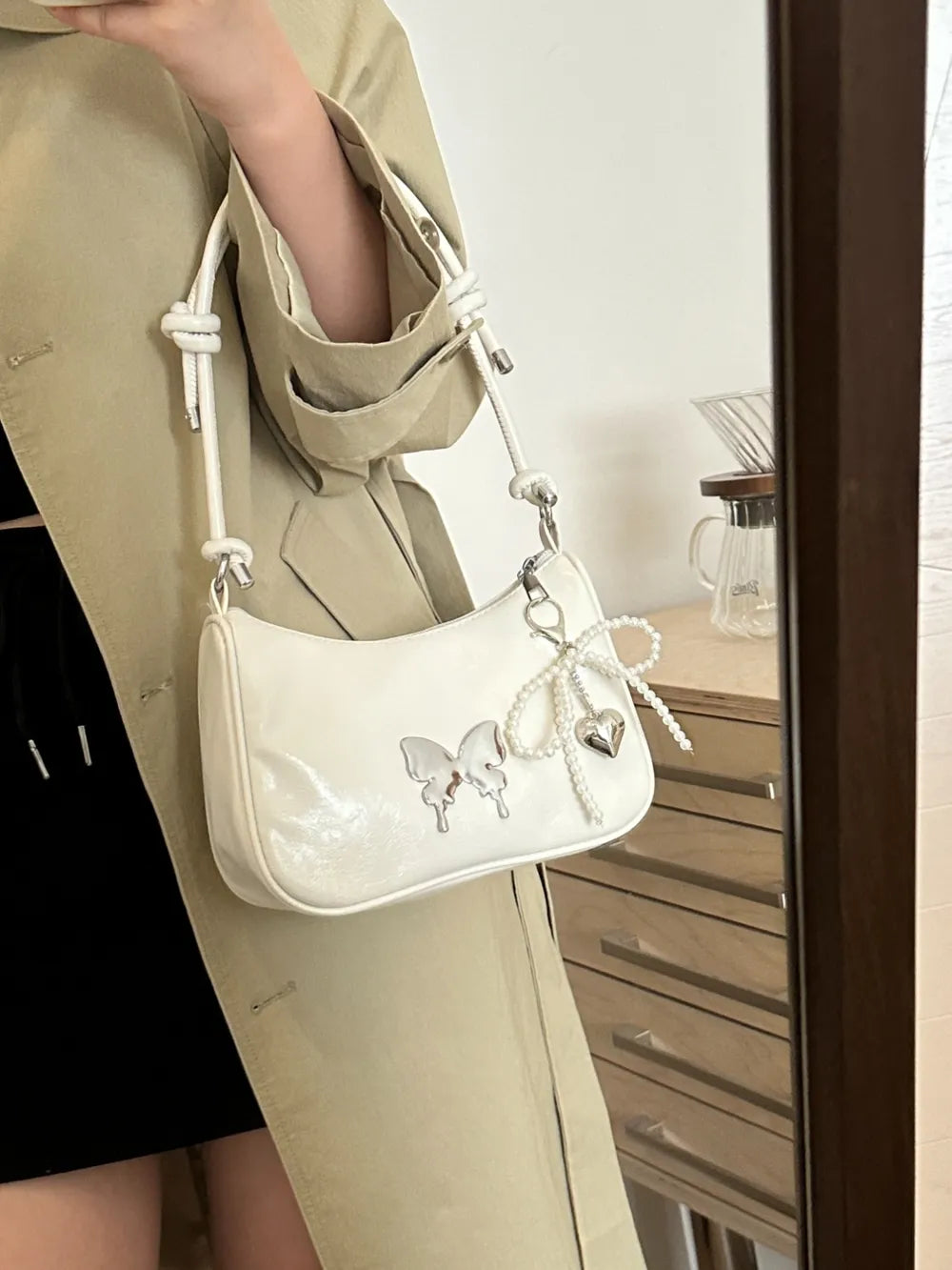 Shoulder Bag Butterfly PU Leather with Bow - LaTezza Online Shop