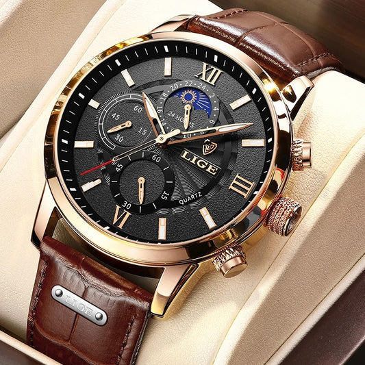 Lige New Quartz Watch Quartz Multifunction Chronograph Waterproof Watch - LaTezza Online Shop