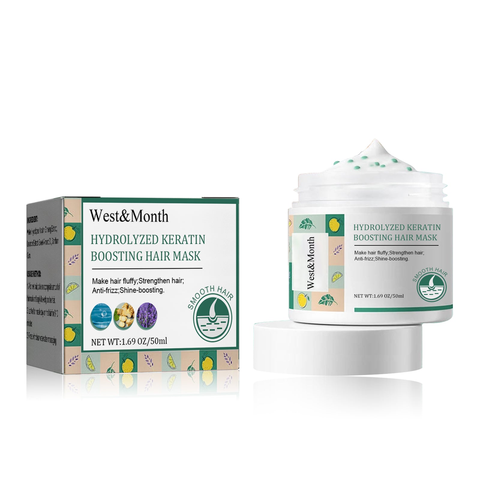 West&Month Keratin Hair Mask, Moisturize Repair Split Ends Dry And Frizzy Smooth Hair Care Mask - LaTezza Online Shop