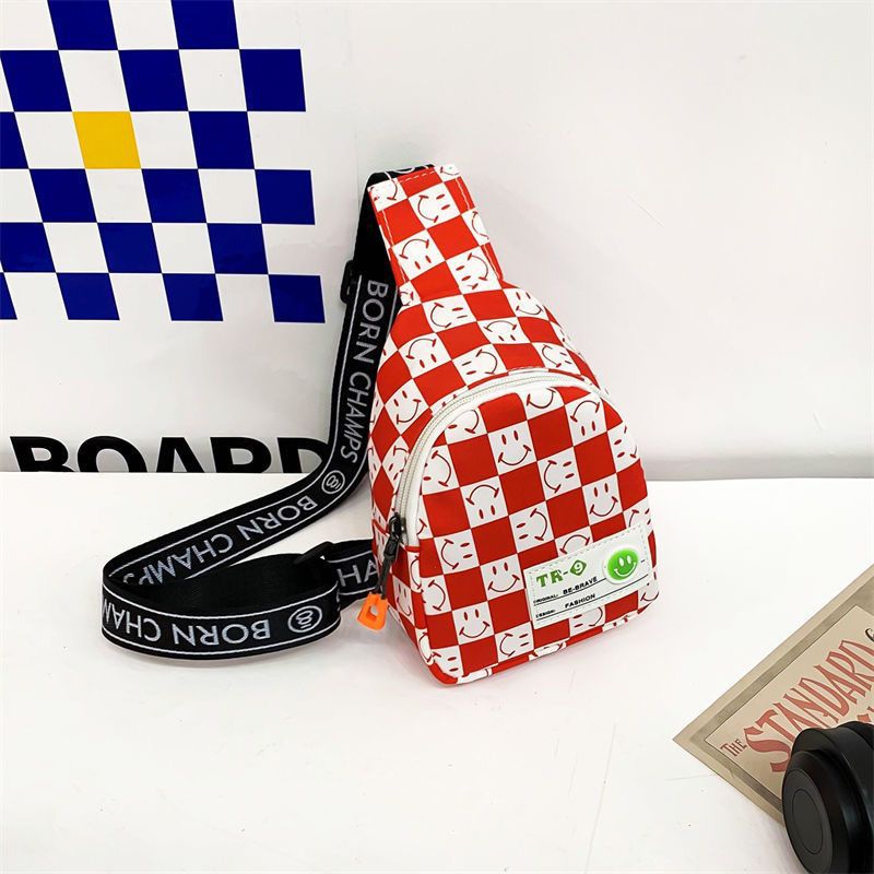 Kids Chest Bag New Plaid Contrast Color Lightweight Children's Messenger Bag Outdoor Play Cool Shoulder Bag Waist Bag - LaTezza Online Shop