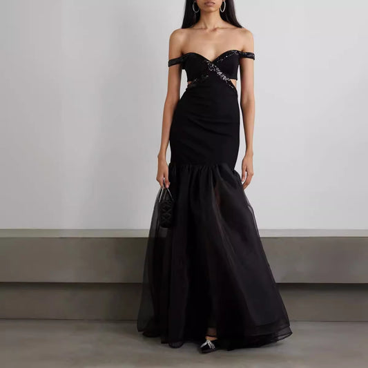 Off shoulder fishtail evening dress - LaTezza Online Shop