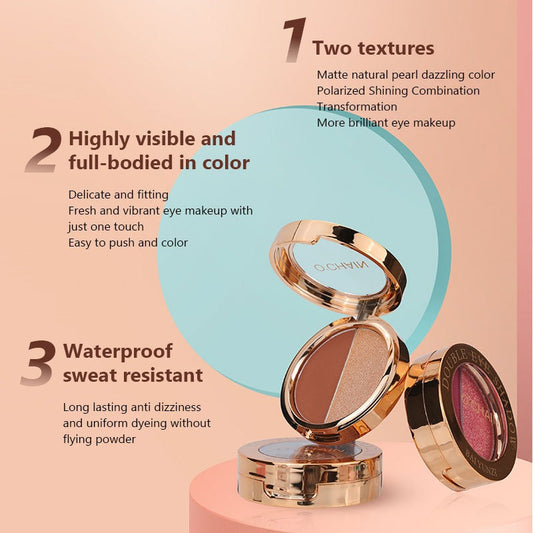 O'CHAIN Pearlescent two-color eyeshadow Matte lipstick does not fade and does not stick to the cup powdery delicate eyeshadow palette - LaTezza Online Shop