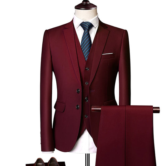 Slim Fit Tuxedo Formal Wedding Prom  Work Suits 3Pcs Set Jacket Pants Vest - LaTezza Online Shop