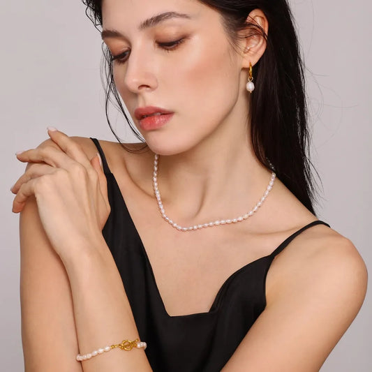 Pearl Necklace, Bracelet and Earrings 4-Piece Jewelry Set - LaTezza Online Shop