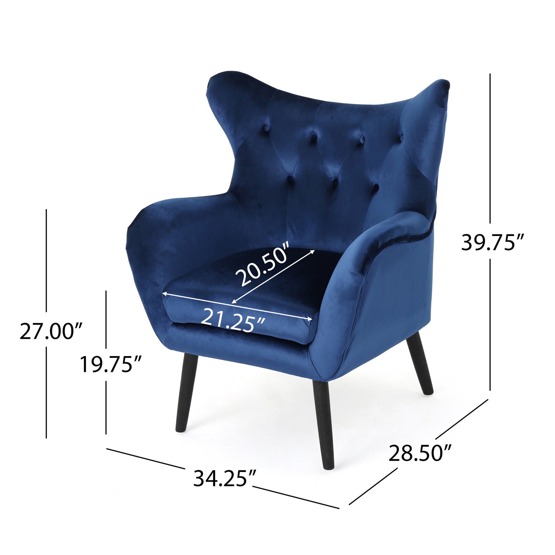 Navy Blue Armchair for Living Room, Velvet Upholstered - LaTezza Online Shop