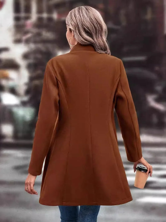Women's autumn and winter collar slim fit woolen fabric solid color fashionable temperament jacket - LaTezza Online Shop