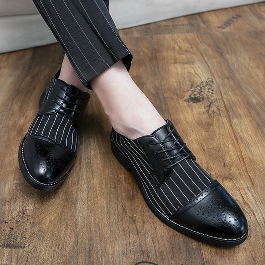 British style men's casual striped breathable business leather shoes - LaTezza Online Shop