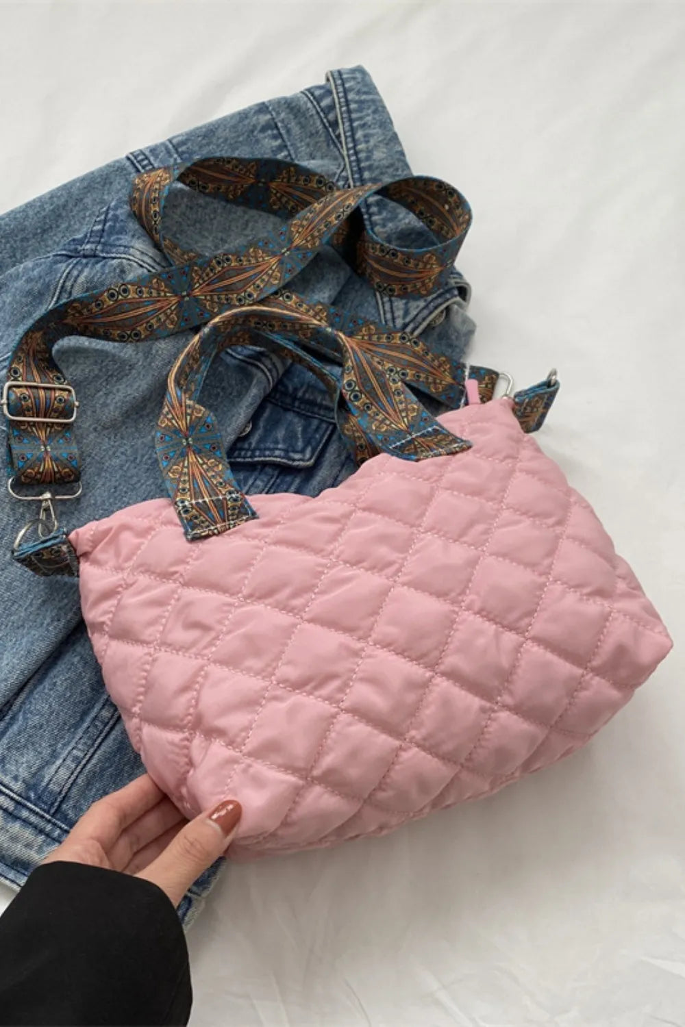 Crossbody Bag Bubble Textured Printed Strap Handbag - LaTezza Online Shop