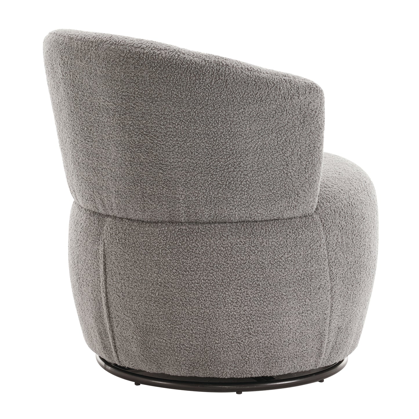 Grey Plush Swivel Accent Chair - Contemporary Round Armchair with 360° Rotation and Metal Base for Living Room Elegance - LaTezza Online Shop