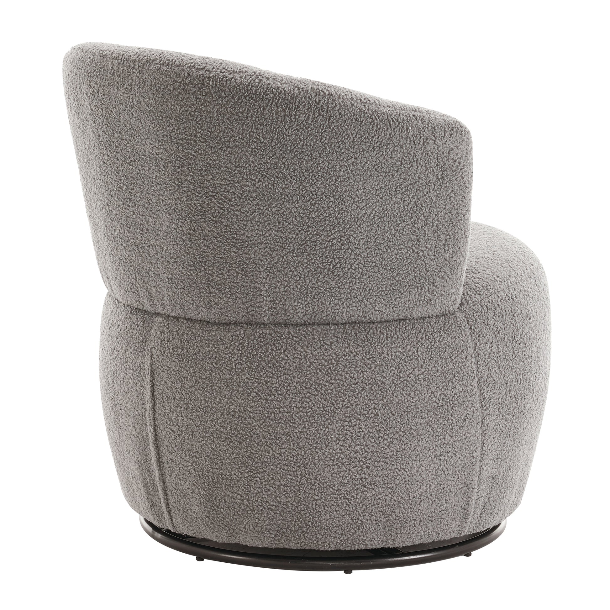 Grey Plush Swivel Accent Chair - Contemporary Round Armchair with 360° Rotation and Metal Base for Living Room Elegance - LaTezza Online Shop