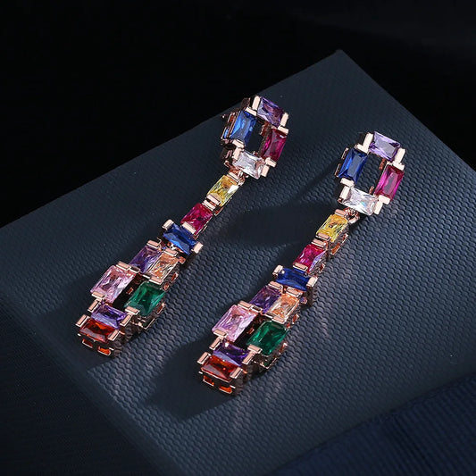 Fashion earrings zircon colorful tourmaline dangle earrings - LaTezza Online Shop