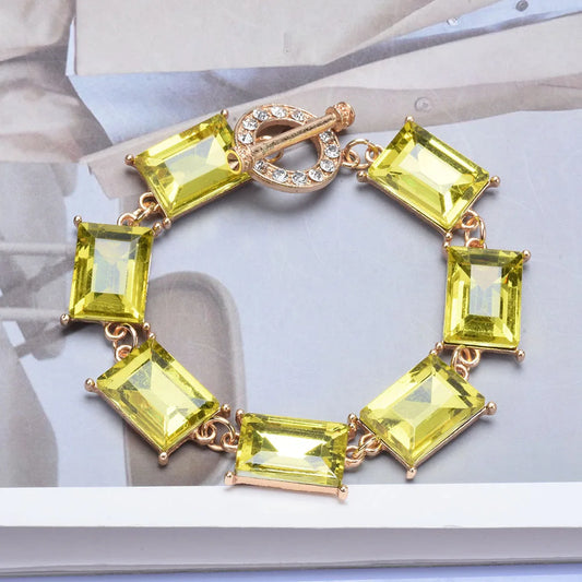 Purple Yellow Blue Glass Crystal Bracelets Jewelry Luxury Statement Bracelet - LaTezza Online Shop