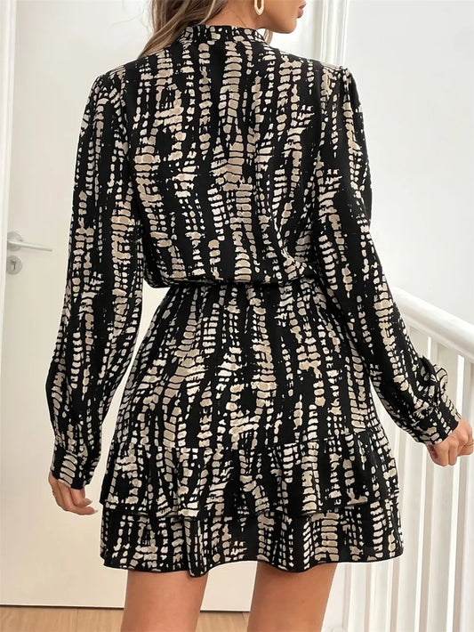 Tie dye printed waist cinching spring mid skirt dress - LaTezza Online Shop