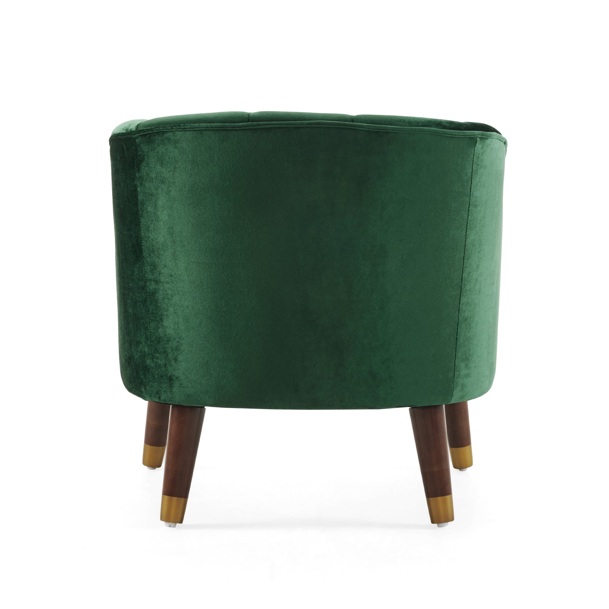 Green Upholstered Barrel Accent Chair With Wooden Legs - LaTezza Online Shop