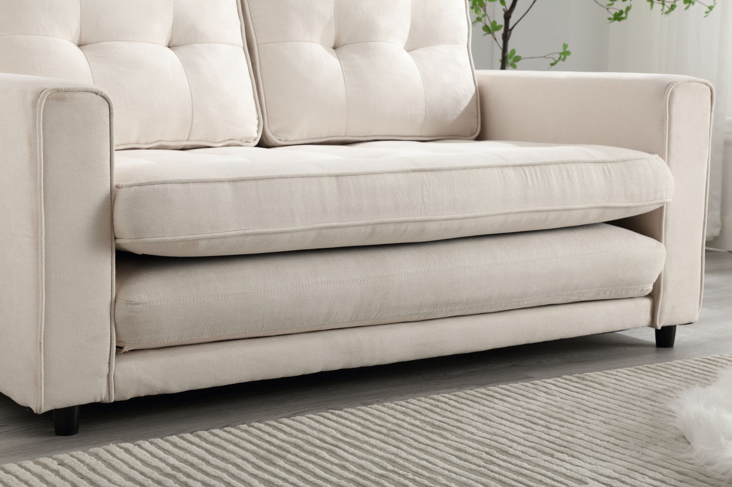 3 Fold Sofa Convertible Futon Couch sleeper sofabed Space saving loveseat Dark Gray & Light Gray & Beige - LaTezza Online Shop