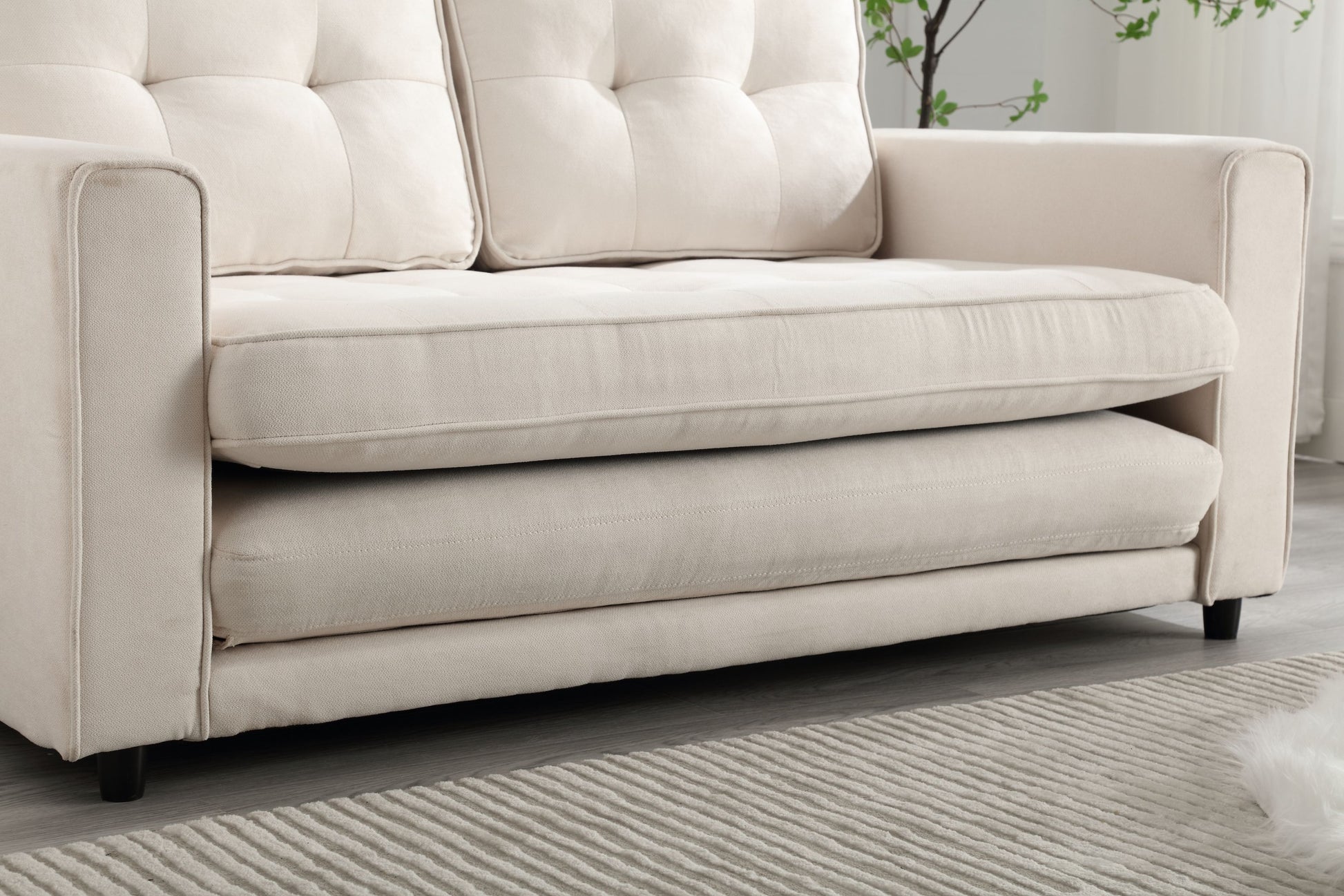 3 Fold Sofa Convertible Futon Couch sleeper sofabed Space saving loveseat Dark Gray & Light Gray & Beige - LaTezza Online Shop