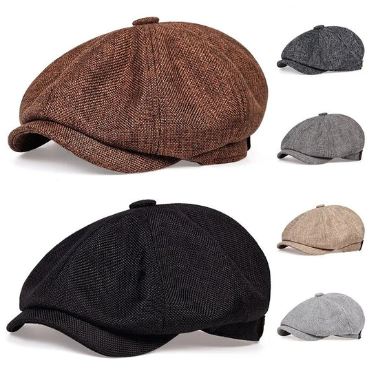 Octagonal hat men's spring and summer thin linen breathable duckbill hat men's retro beret painter hat - LaTezza Online Shop