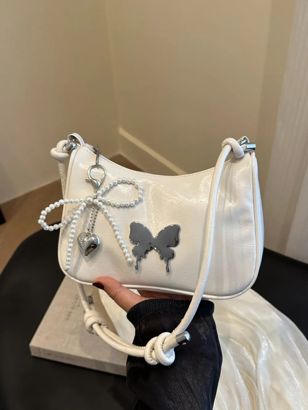Shoulder Bag Butterfly PU Leather with Bow - LaTezza Online Shop