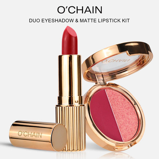 O'CHAIN Pearlescent two-color eyeshadow Matte lipstick does not fade and does not stick to the cup powdery delicate eyeshadow palette - LaTezza Online Shop