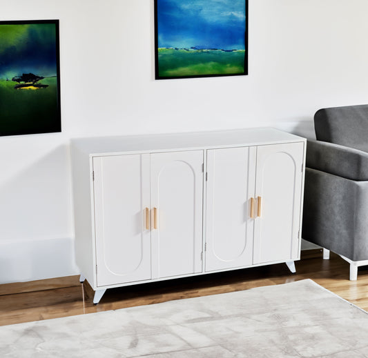 Sideboard Buffet cabinet with 4 doors and removable shelves, for living room, dining room, ivory white - LaTezza Online Shop