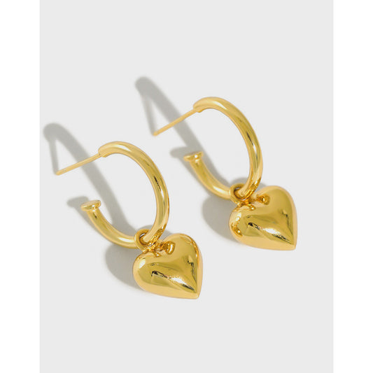 Simple temperament love heart-shaped pendant earrings women's versatile earrings - LaTezza Online Shop