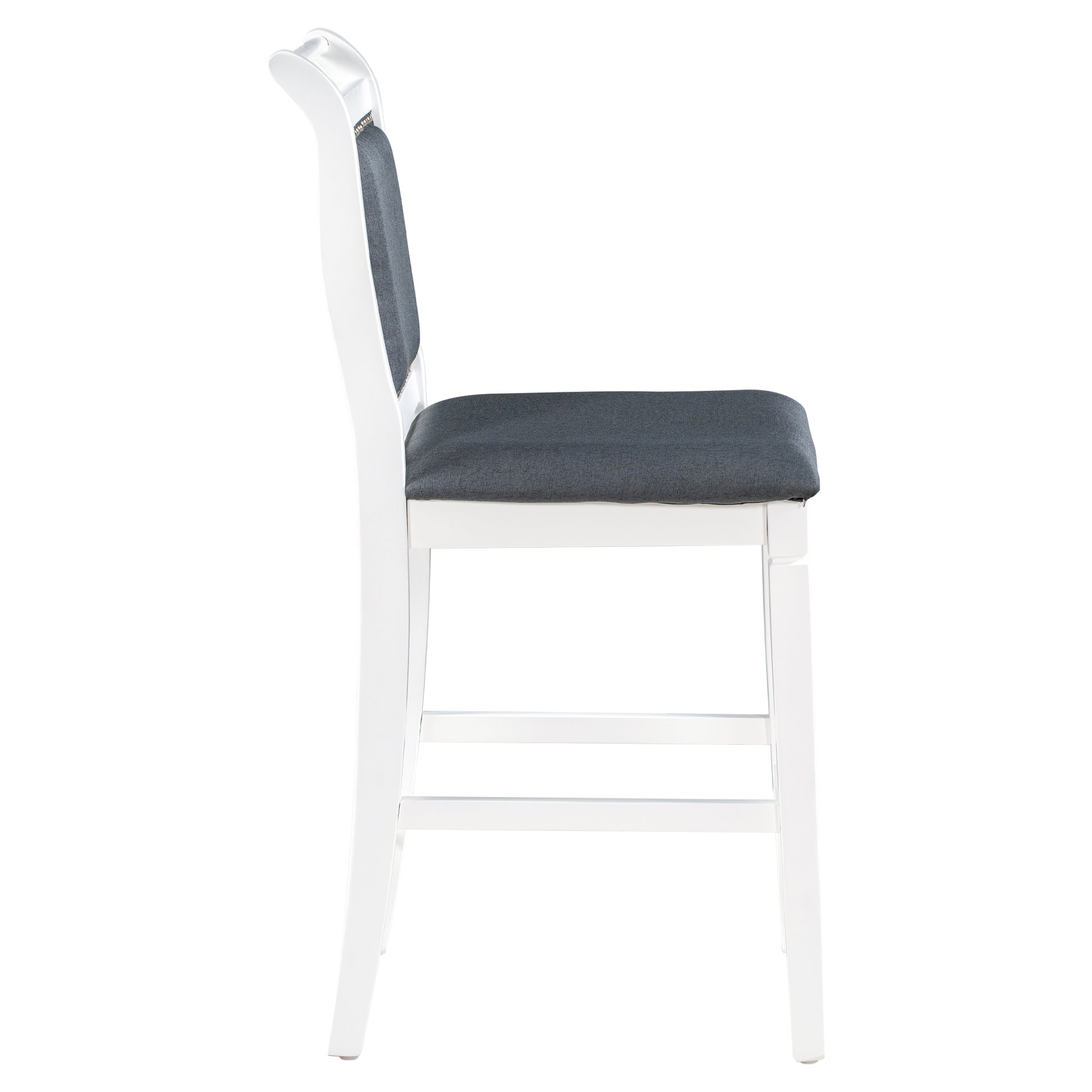 TOPMAX 3-Piece Wood Counter Height Drop Leaf Dining Table Set with 2 Upholstered Dining Chairs for Small Place White+Gray - LaTezza Online Shop