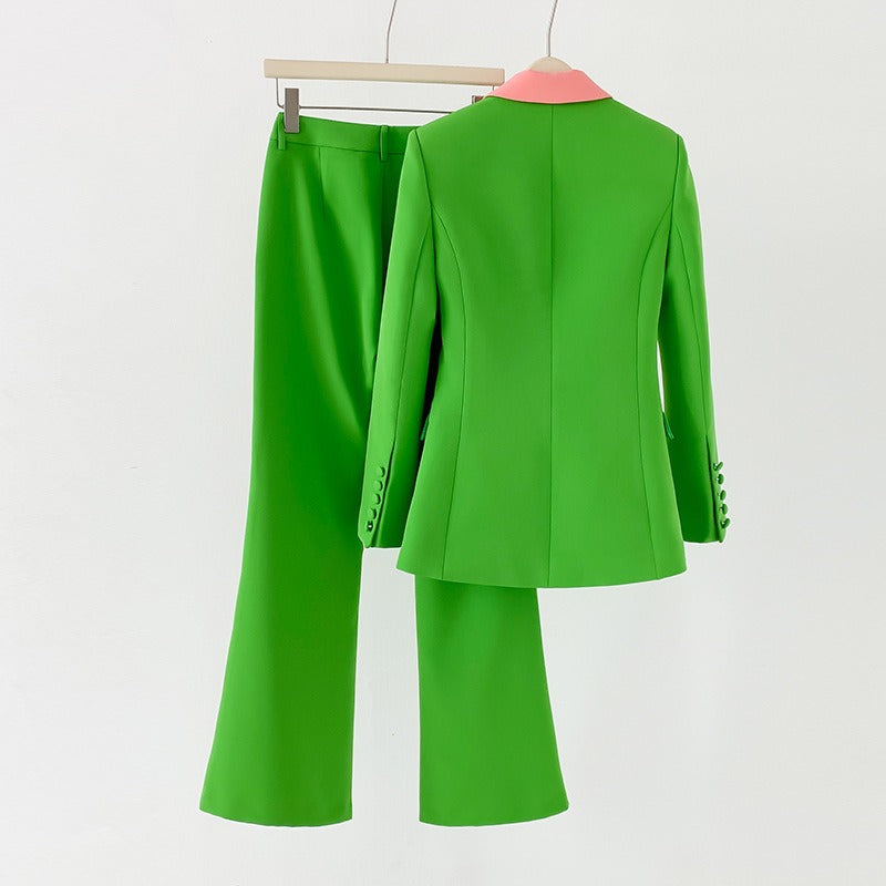 Spring and Autumn Temperament Set Women's Slim Fit Suit Small Coat Hanging Flare Pants Commuter Workplace Two Piece Set - LaTezza Online Shop
