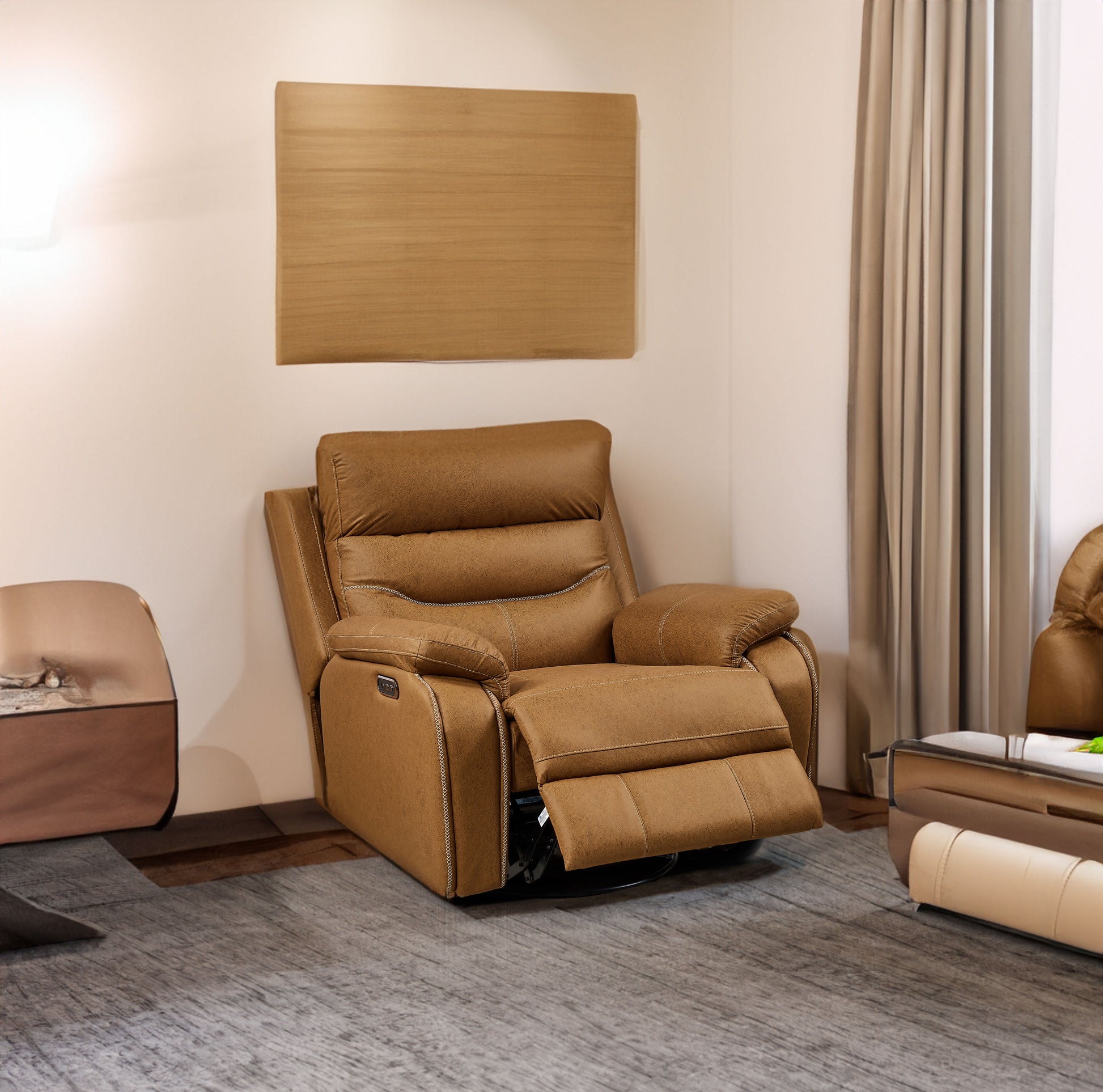 Liyasi Dual OKIN Motor Rocking and 240 Degree Swivel Single Sofa Seat recliner Chair Infinite Position - LaTezza Online Shop