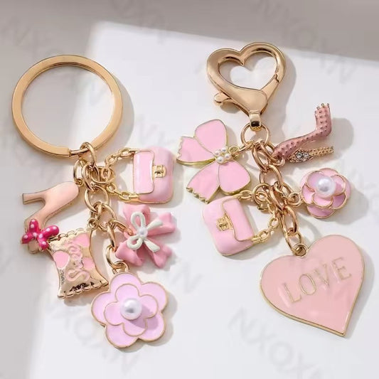 With Letters Heart Shape Bag Key Ring Pendant Bow - LaTezza Online Shop