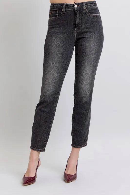 Judy Blue Full Size Mid Rise Tummy Control Slim Jeans Plus Size - LaTezza Online Shop
