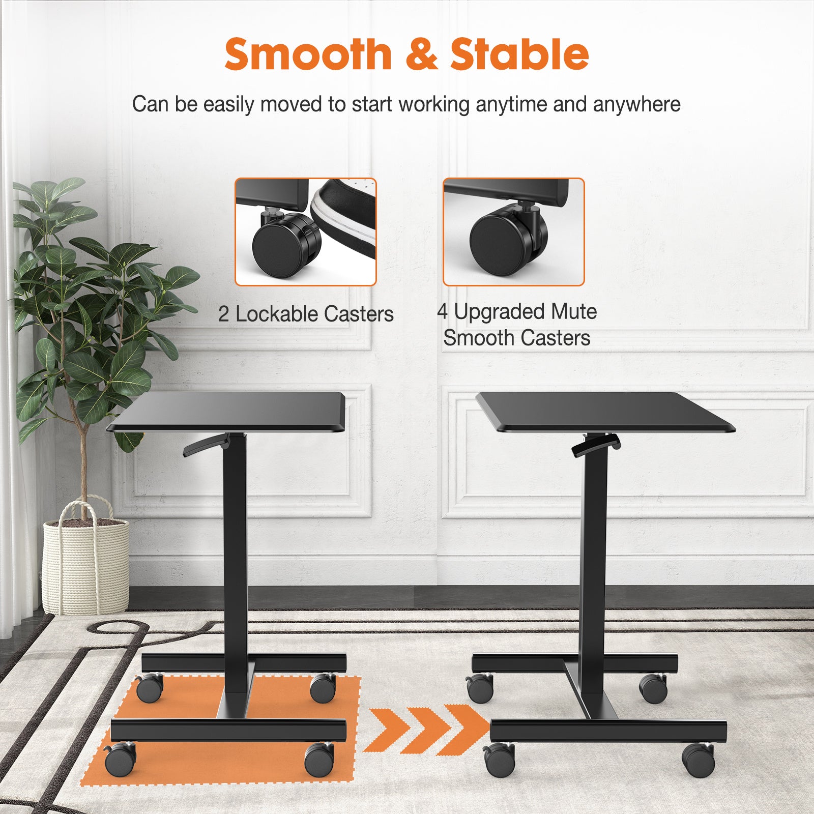 Adjustable Rolling Desk Laptop Computer Cart For Home  Office  Classroom Overbed Table - LaTezza Online Shop
