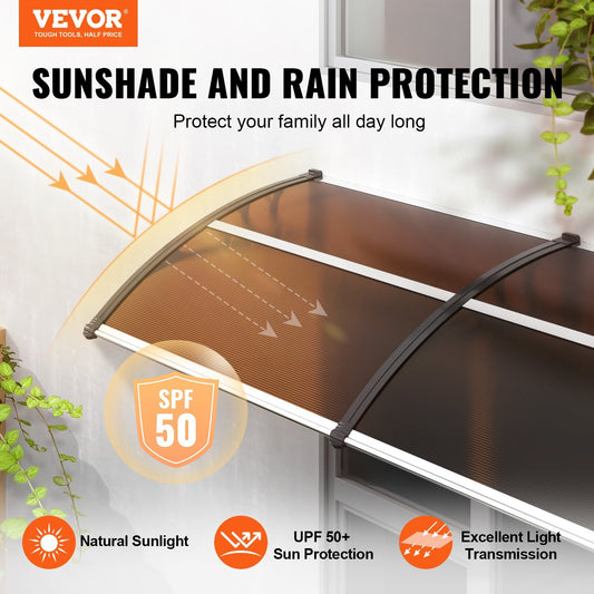 VEVOR Window Door Awning Canopy , UPF 50 Polycarbonate Entry Door Outdoor Window Awning Exterior, Front Door Overhang Awning For Sun Shutter, UV, Rain, Snow Protection, Hollow Sheet - LaTezza Online Shop