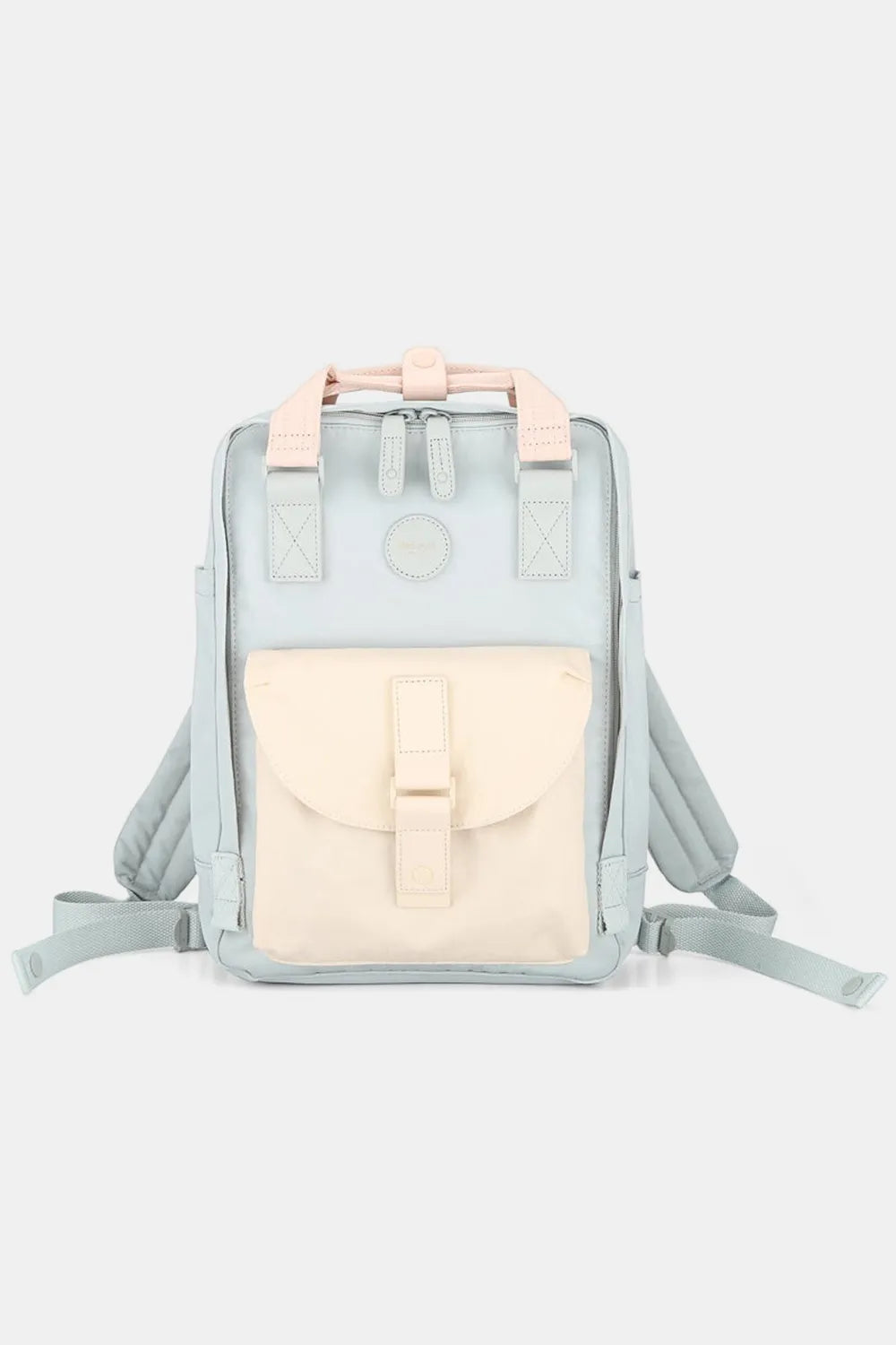 Himawari Contrast Waterproof Canvas Backpack Bag with Round Label - LaTezza Online Shop