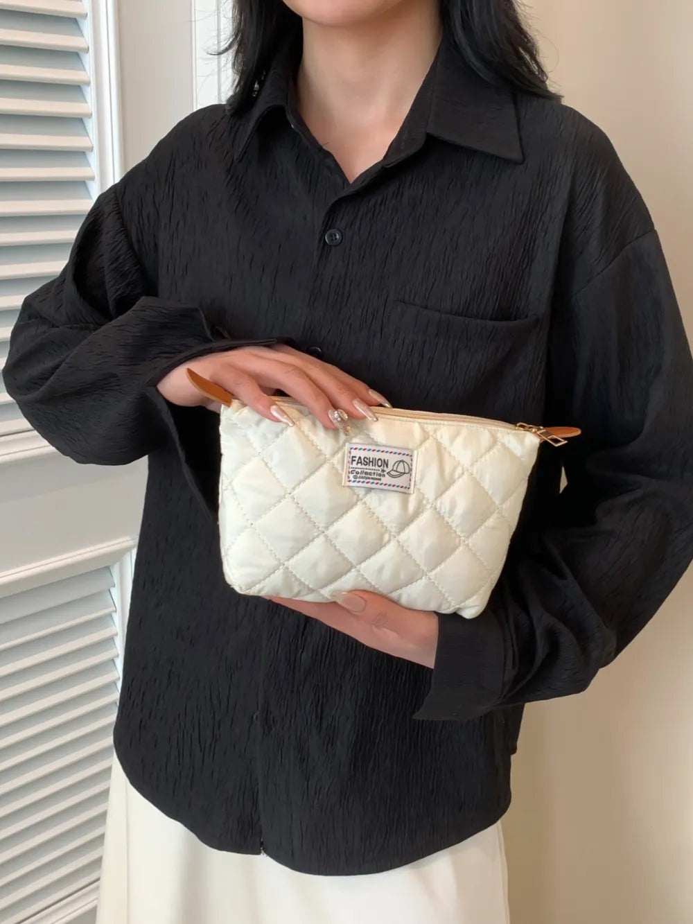 Solid Quilted Clutch with Zipper - LaTezza Online Shop