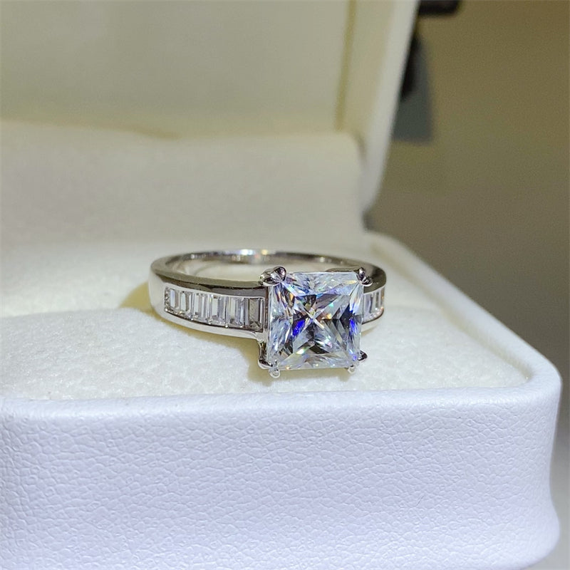 3 Carat Moissanite 925 Sterling Silver Square Shape Ring - LaTezza Online Shop