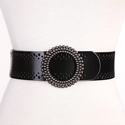 Green Women Belt No Hole Ladies Belts For Dresses Real Leather - LaTezza Online Shop