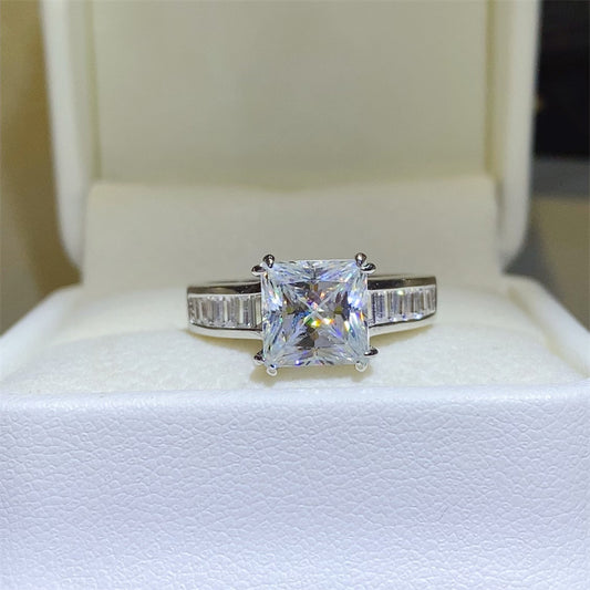 3 Carat Moissanite 925 Sterling Silver Square Shape Ring - LaTezza Online Shop