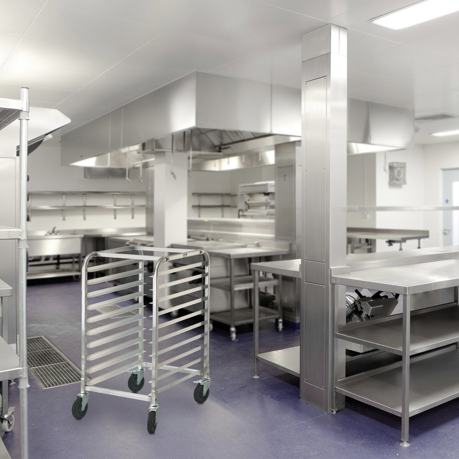 VEVOR Bun Pan Rack, 10-Tier Commercial Bakery Racks With Brake Wheels, Aluminum Racking Trolley Storage For Half & Full Sheet - LaTezza Online Shop