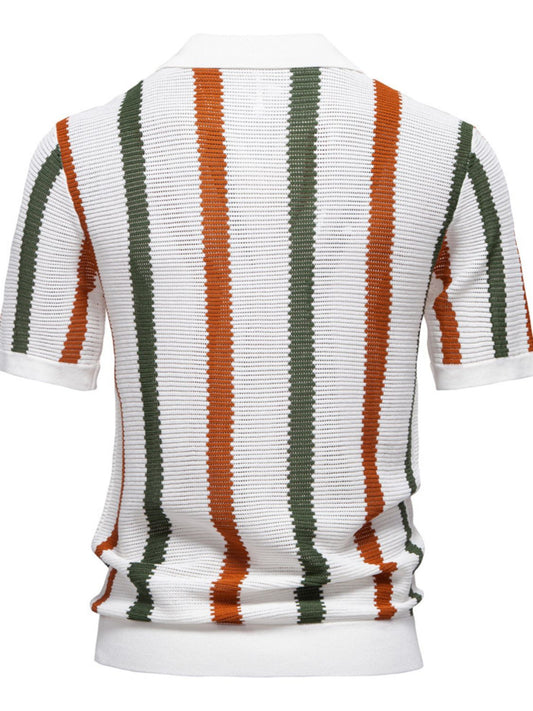 Men's Collared Neck Striped Knit Polo - LaTezza Online Shop