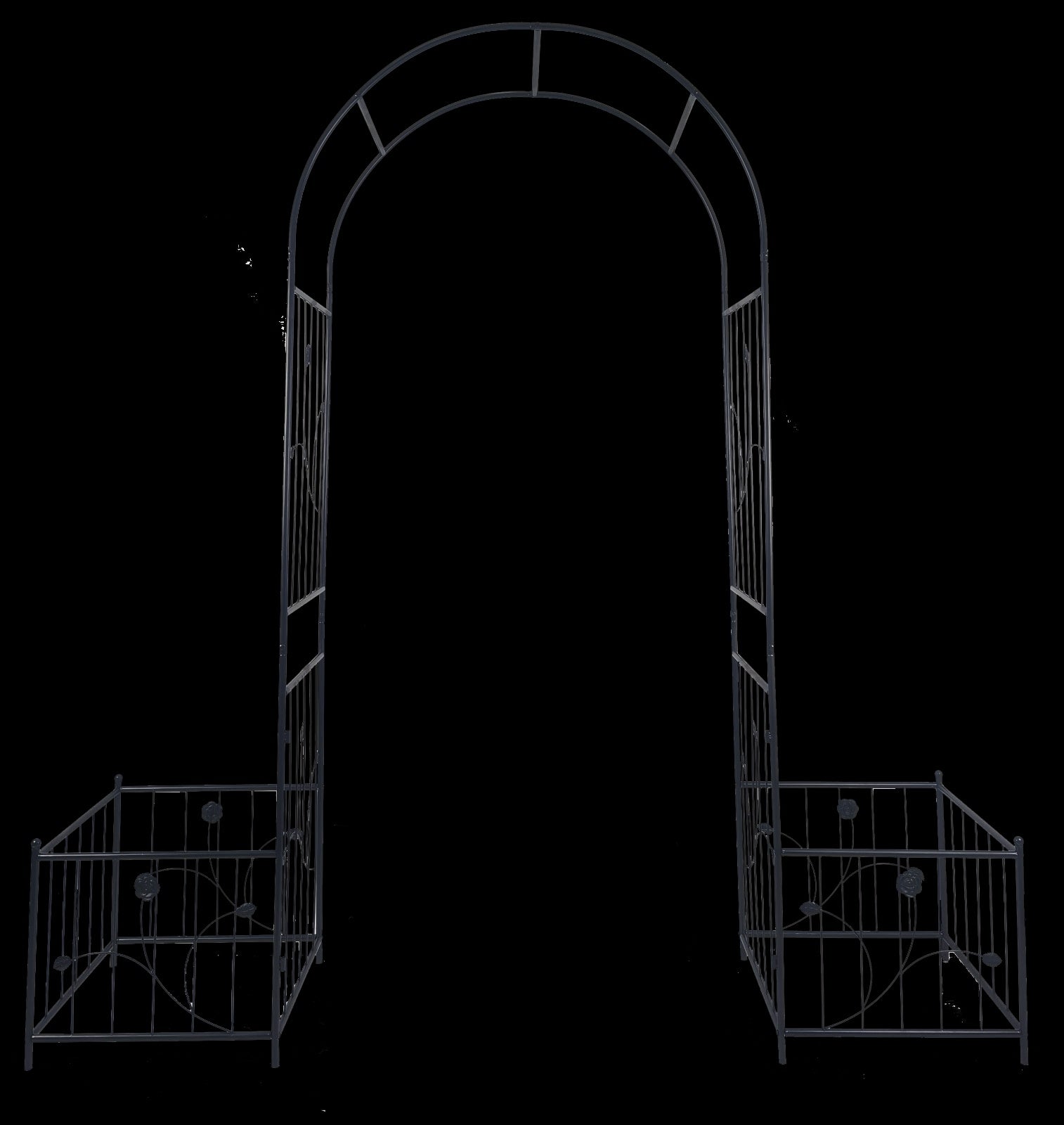 Metal Garden Arch With Plant Stands 79.5W X 86.6H Climbing Plants Rose Support - LaTezza Online Shop