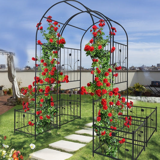 Metal Garden Arch With Plant Stands 79.5W X 86.6H Climbing Plants Rose Support - LaTezza Online Shop